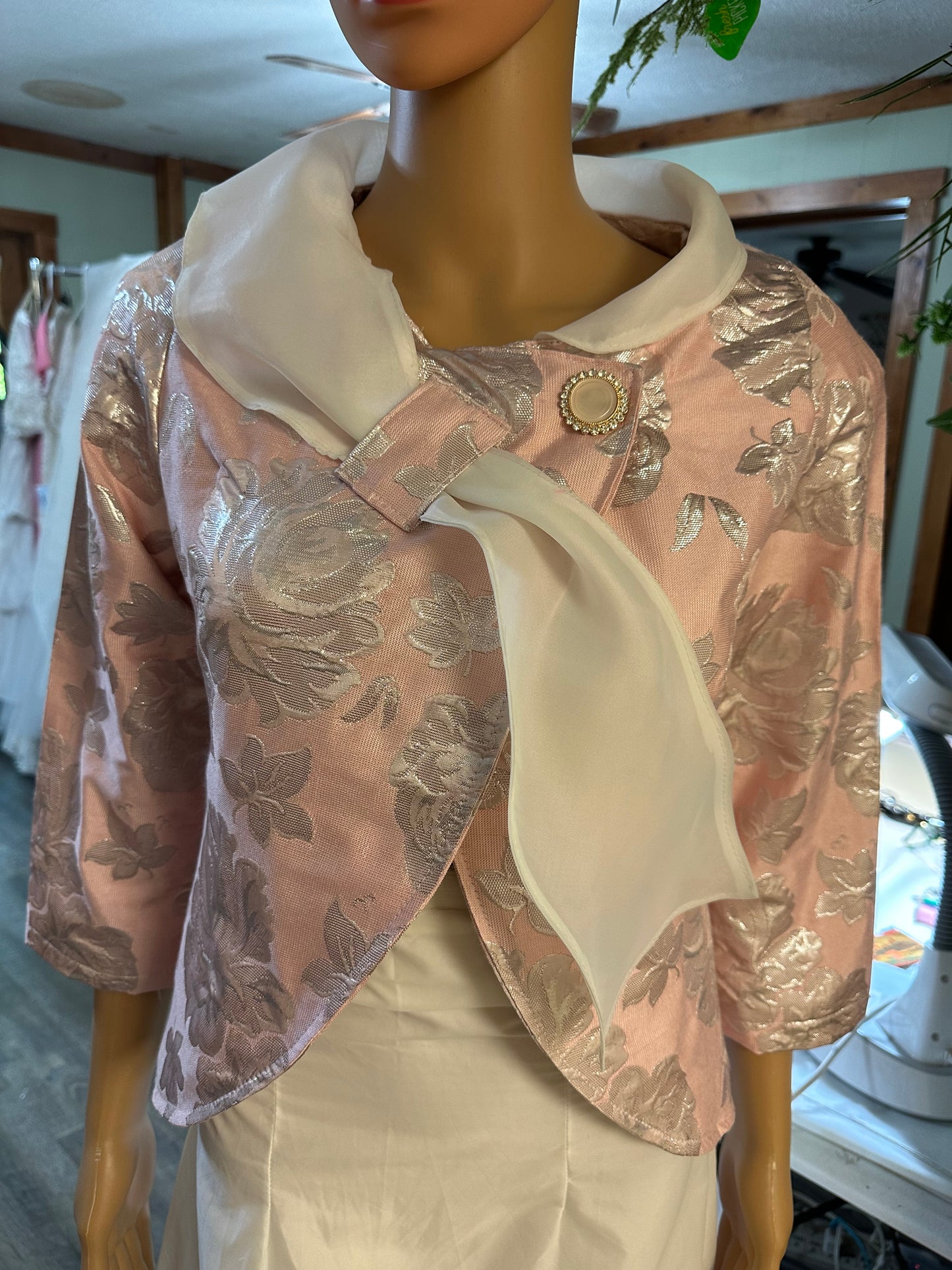 Bridal/wedding jacket, bolero, cover- up pink and silver