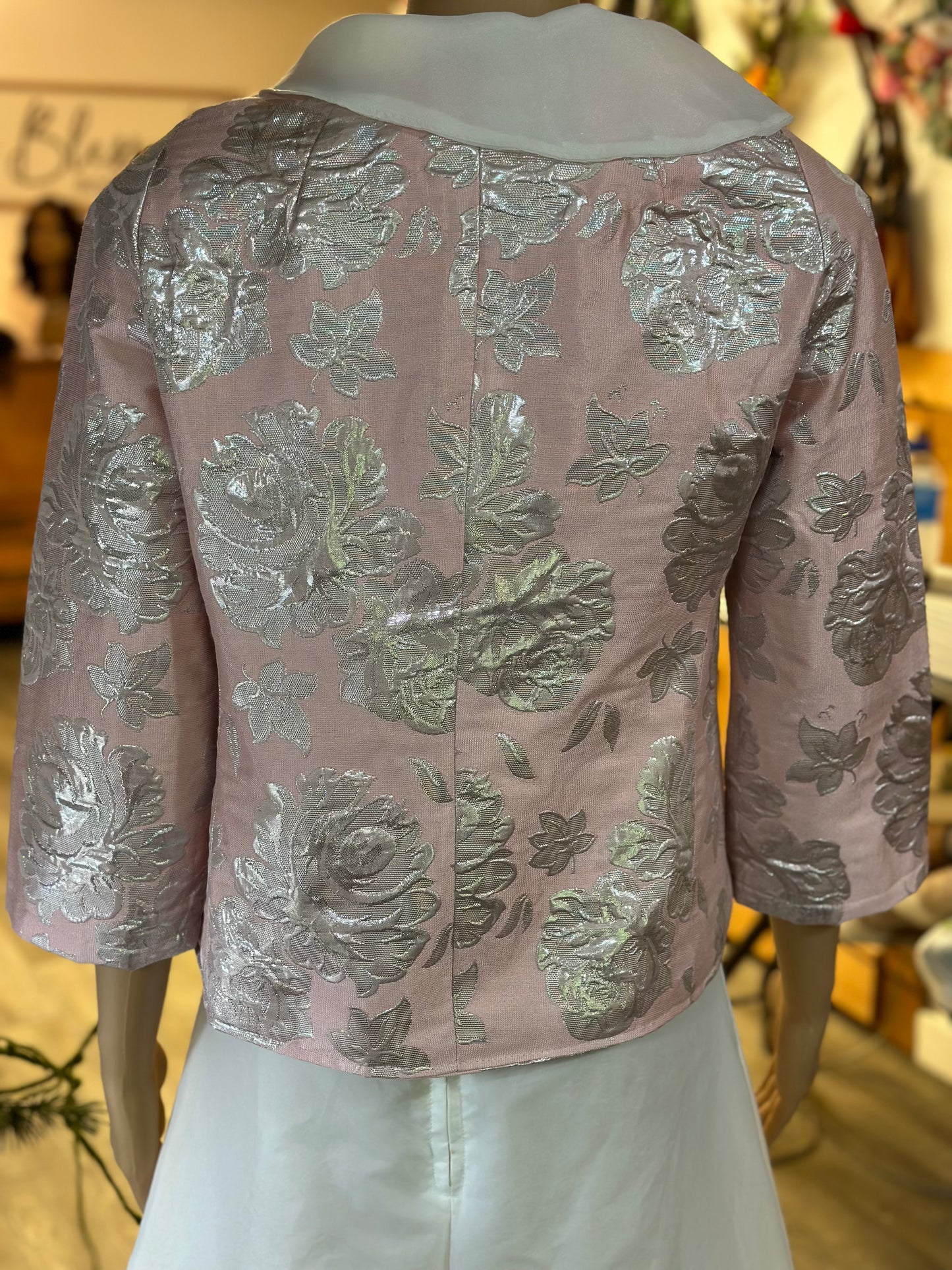 Bridal/wedding jacket, bolero, cover- up pink and silver