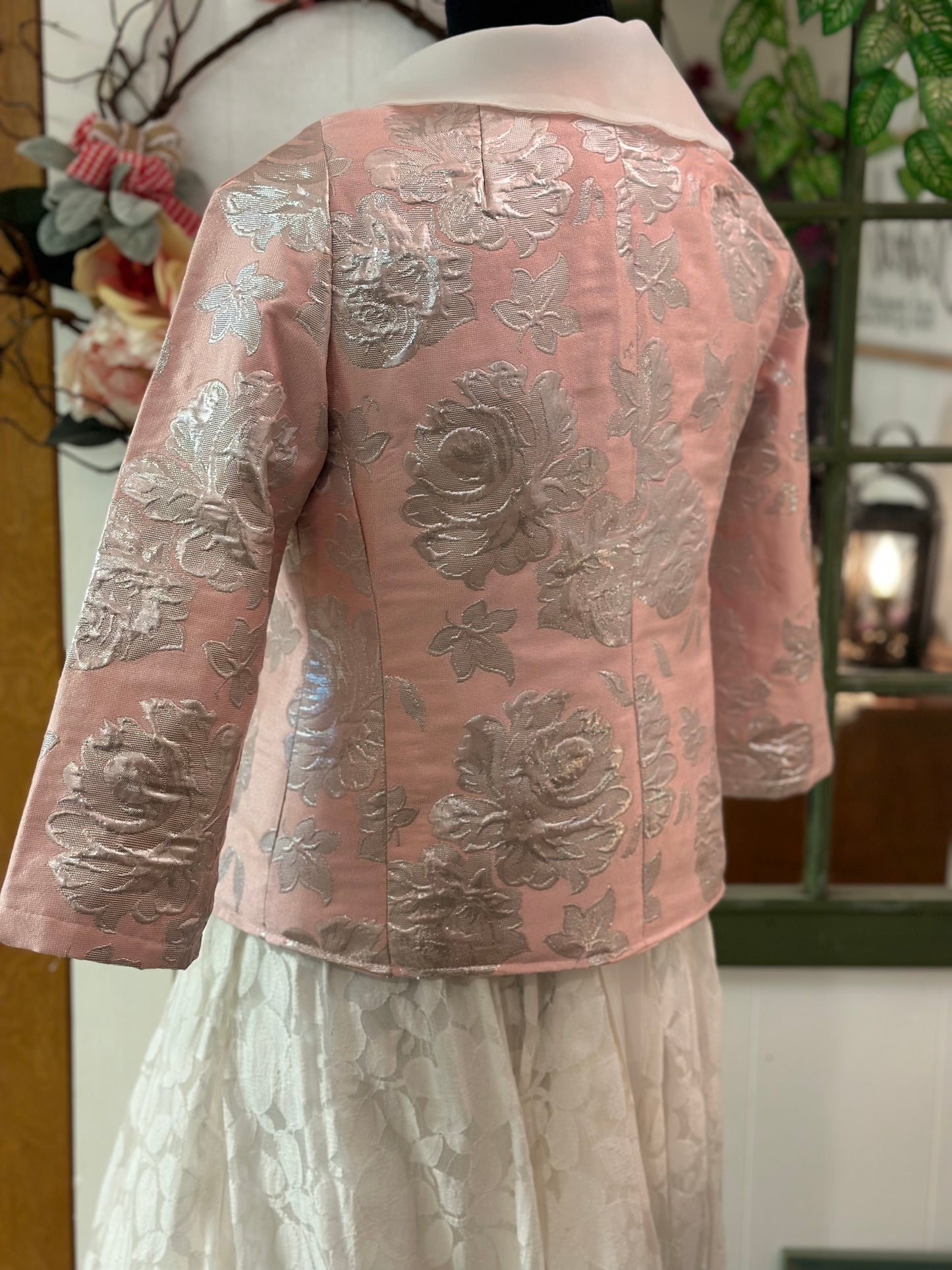 Bridal/wedding jacket, bolero, cover- up pink and silver