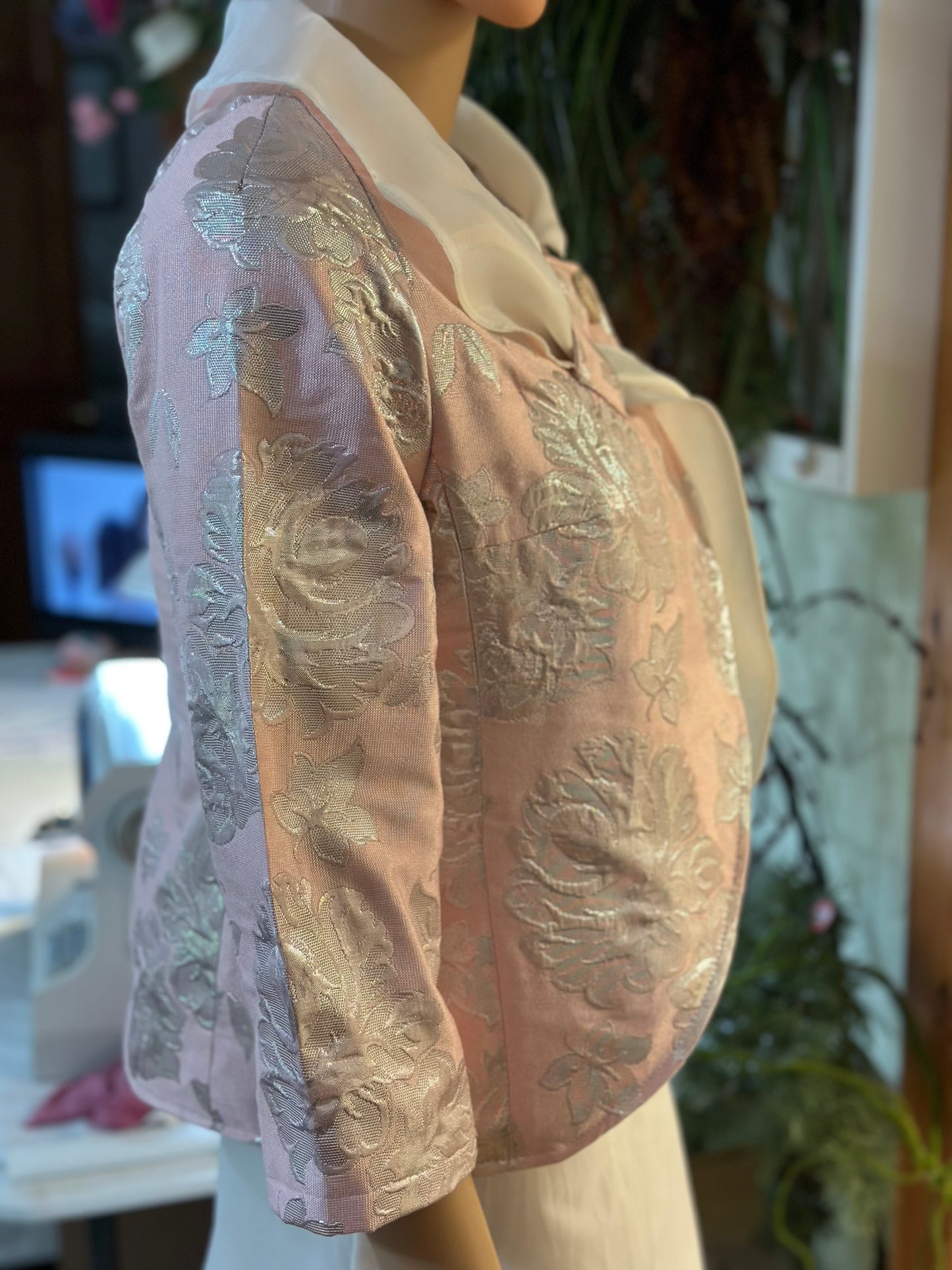 Bridal/wedding jacket, bolero, cover- up pink and silver