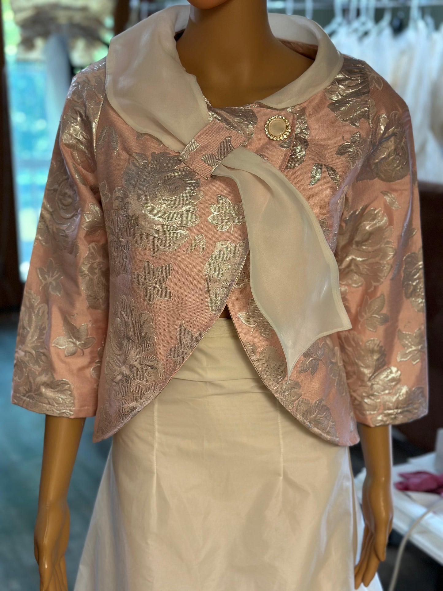 Bridal/wedding jacket, bolero, cover- up pink and silver